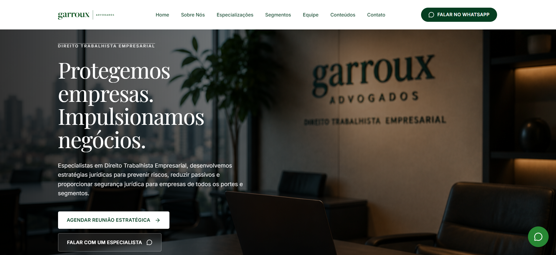 Site Garroux Advogados desenvolvido pela 2RS IA