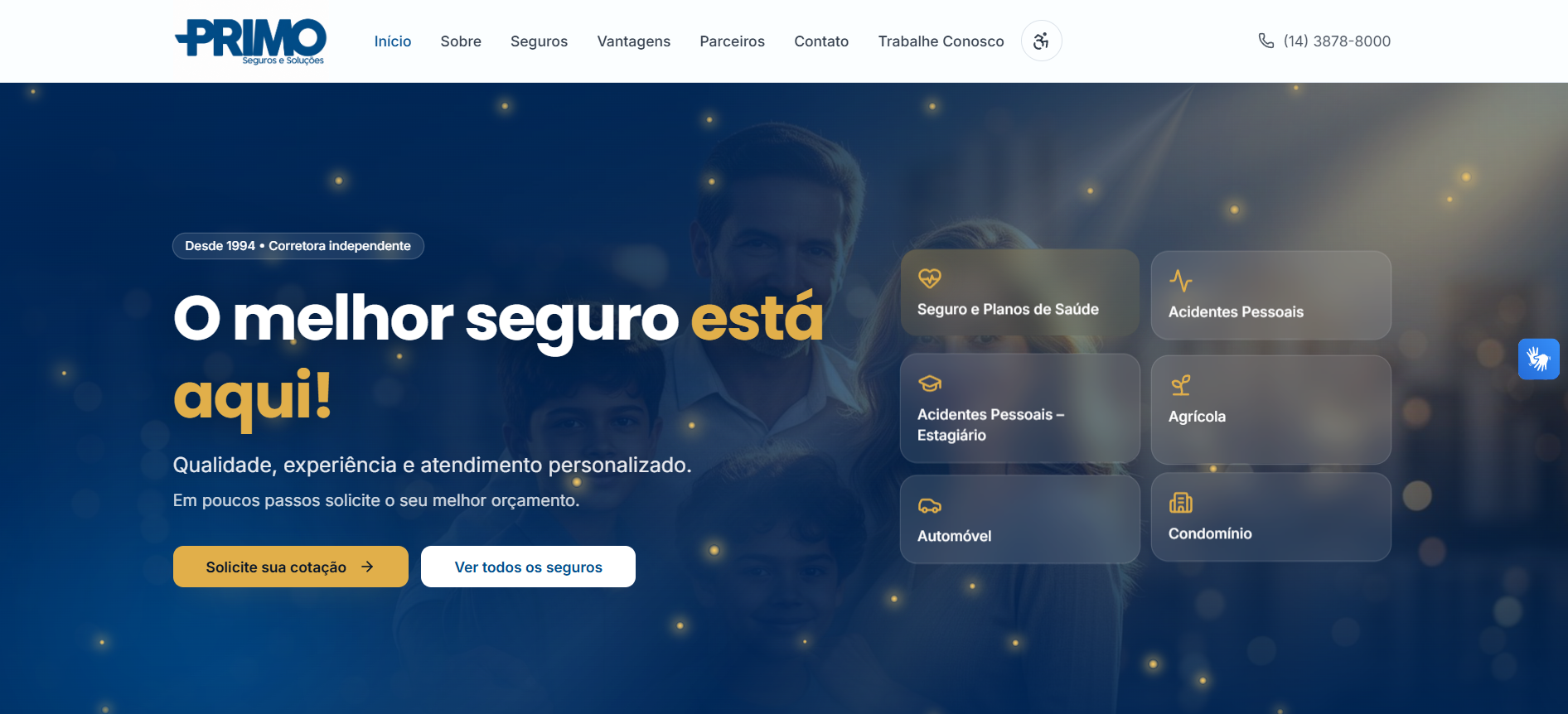 Site Primo Seguros desenvolvido pela 2RS IA