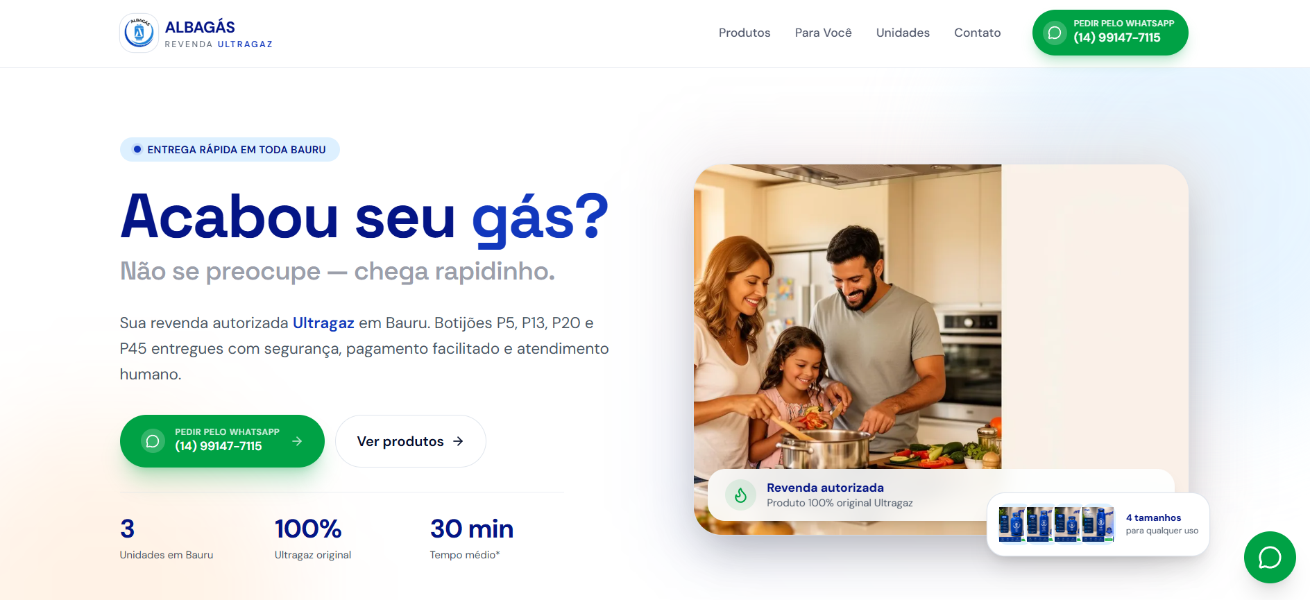 Site Albagás desenvolvido pela 2RS IA