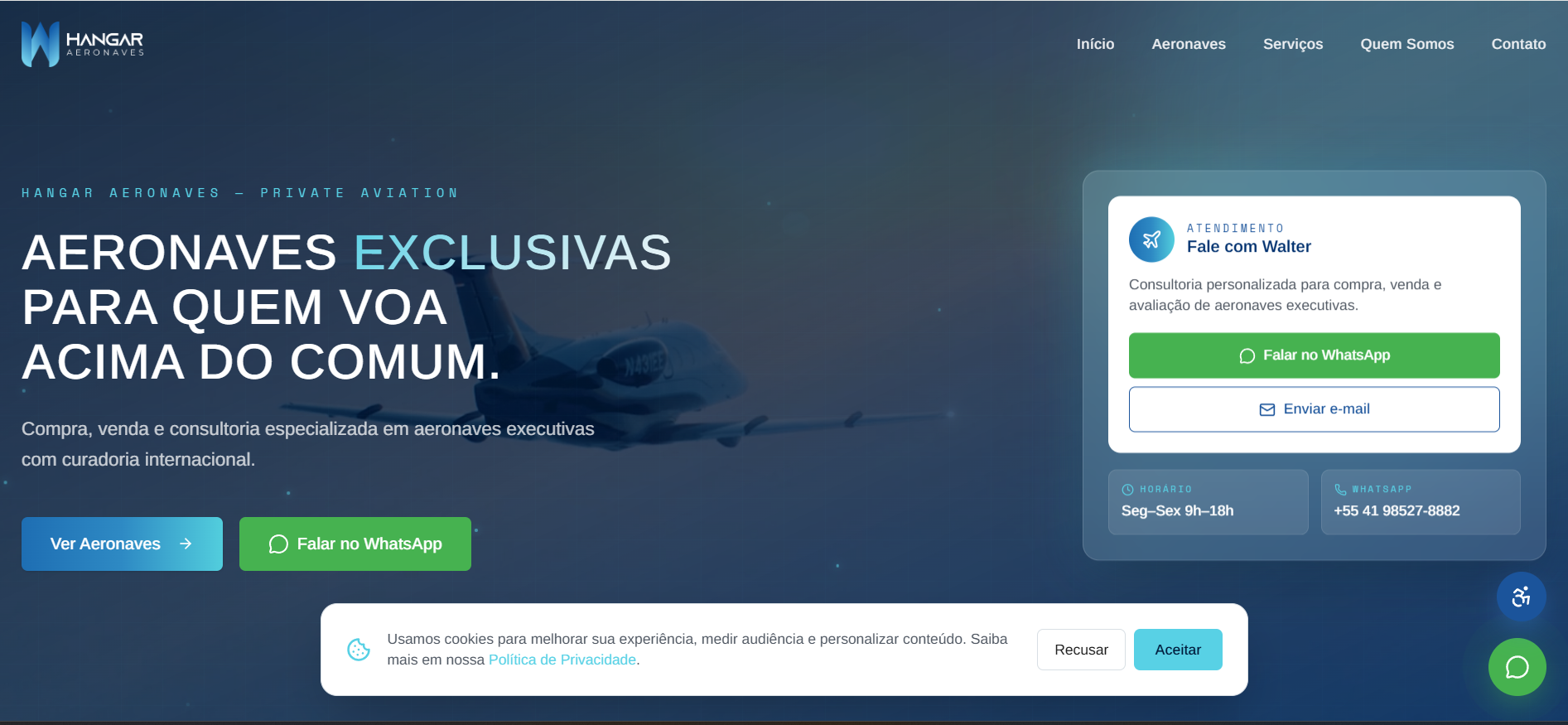 Site Hangar Aeronaves desenvolvido pela 2RS IA