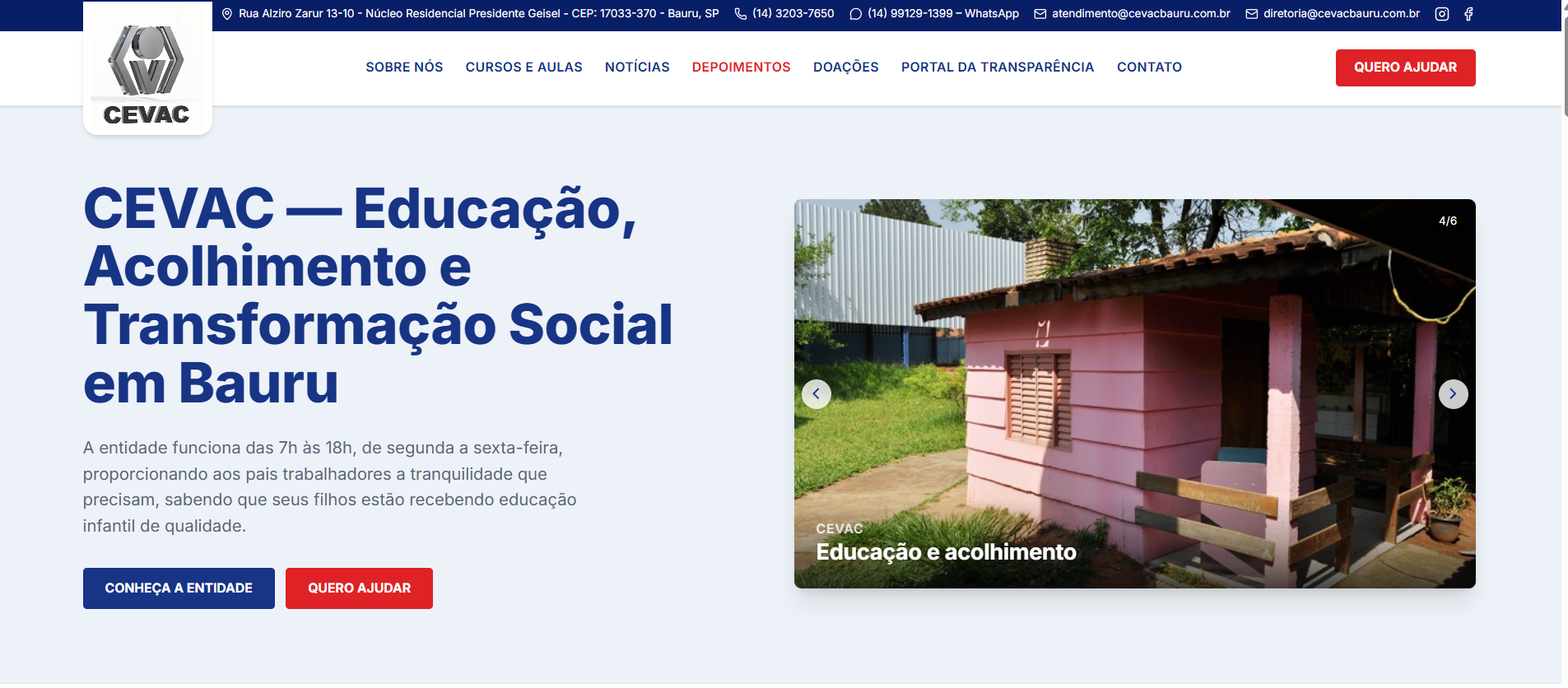 Site CEVAC desenvolvido pela 2RS IA